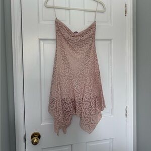 Pink Lace Asymmetrical Dress - Edikted
